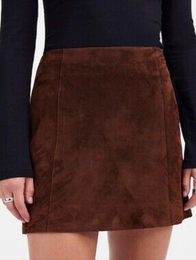 NWT Alexa Chung x Madewell Brown Suede Mini-Skirt. Size 10